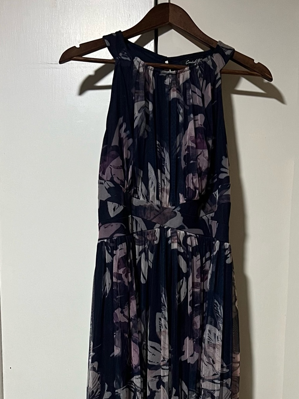 Dark Navy Floral Maxi Dress with Soft Lavender Accents